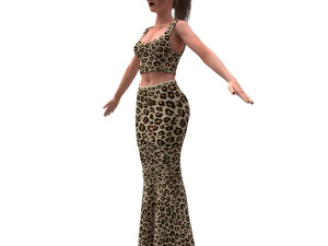 3D realistyczna kobieta ze sp&oacute;dnicą typu fishtail Model 3D