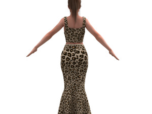 3d realistic female with fishtail skirt 3D Model