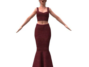 3D realistyczna kobieta ze sp&oacute;dnicą typu fishtail Model 3D