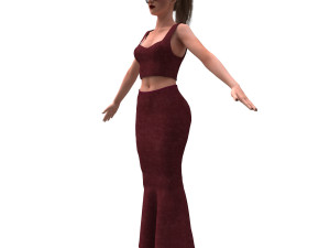 3d realistic female with fishtail skirt 3D Model
