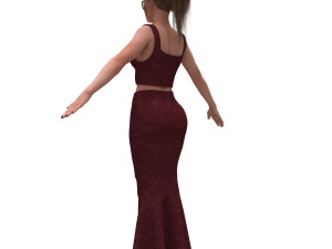 3d realistic female with fishtail skirt 3D Model