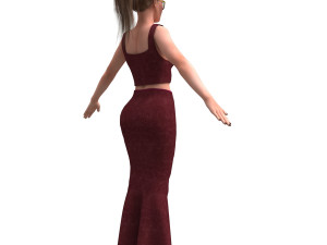 3d realistic female with fishtail skirt 3D Model