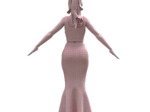 3d realistic female with fishtail skirt 3D Model