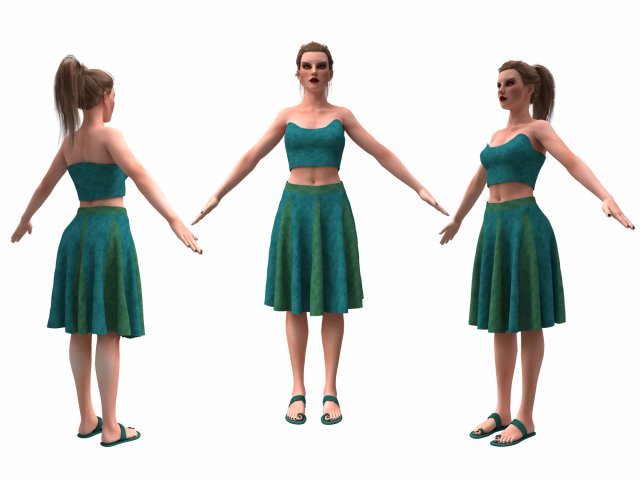 3d realistic female with clothing skirt 2 3D 模型 .c4d .max .obj .3ds .fbx .stl .blend 