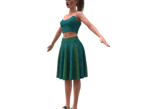 3d realistic female with clothing skirt 2 3D 模型
