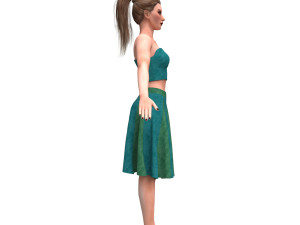 3d realistic female with clothing skirt 2 3D 模型