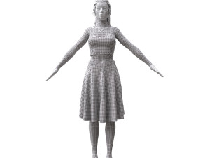 3d realistic female with clothing skirt 2 3D 模型
