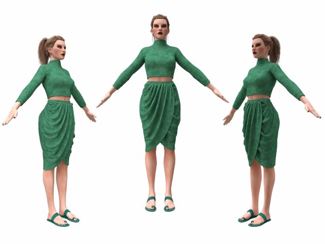 3d realistic female with clothing skirt 3 3D-Modell .c4d .max .obj .3ds .fbx .stl .blend 