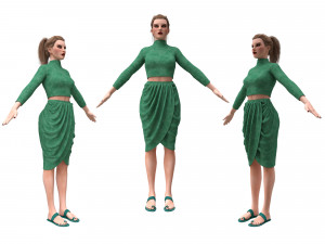 3d realistic female with clothing skirt 3 3D Model
