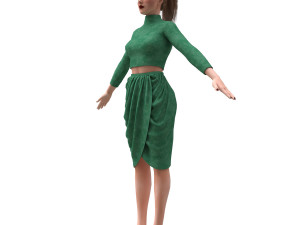 3d realistic female with clothing skirt 3 3D-Modell