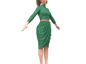 3d realistic female with clothing skirt 3 3D-Modell