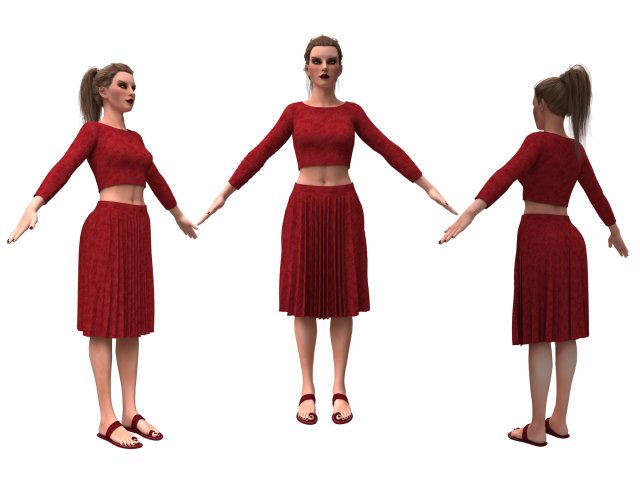 realistic female with clothing skirt 4 3D 模型 .c4d .max .obj .3ds .fbx .stl .blend 