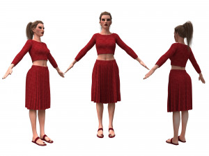 realistic female with clothing skirt 4 3D Model