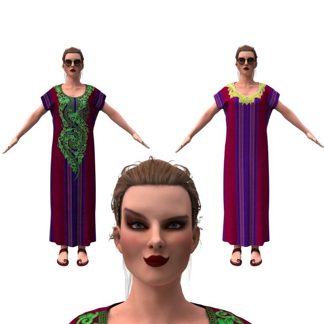 3d realistic female with clothing arabic faracha 3D 모델 .c4d .max .obj .3ds .fbx .stl .blend 
