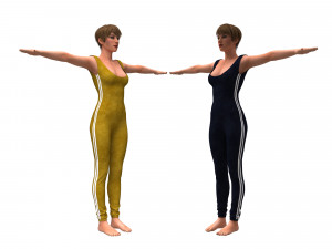 3d realistic womans with overalls clothing 3D Model