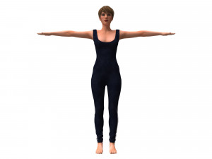 3d realistic womans with overalls clothing 3D मॉडल