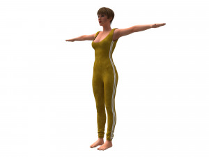 3d realistic womans with overalls clothing 3D मॉडल