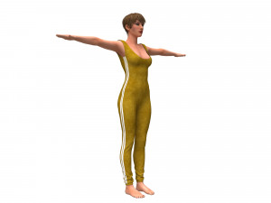 3d realistic womans with overalls clothing 3D मॉडल