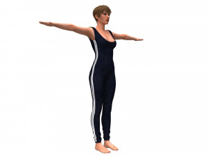 3d realistic womans with overalls clothing 3D मॉडल