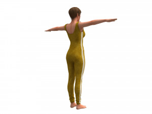 3d realistic womans with overalls clothing 3D मॉडल