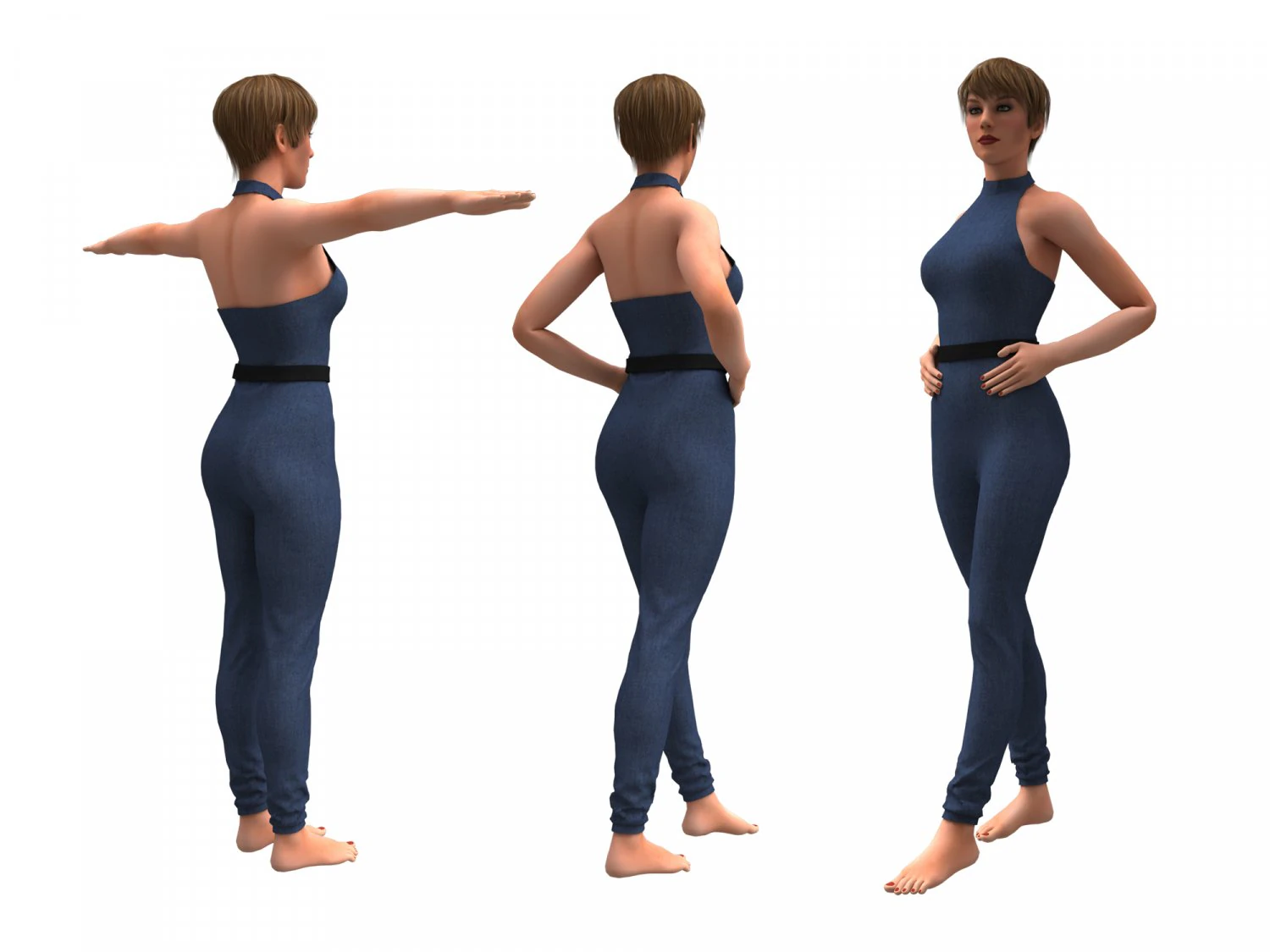 3d realistic female with clothing jumpsuit 3D Model .c4d .max .obj .3ds .fbx .stl .blend