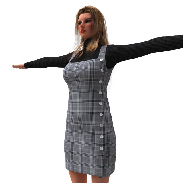 realistic female with clothing design 3 3D Model .c4d .max .obj .3ds .fbx .stl .blend 
