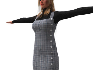 realistic female with clothing design 3 3D Model