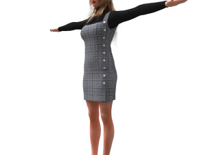 realistic female with clothing design 3 3D Model
