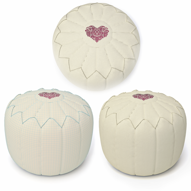 moroccan leather pouf 3D Модель .c4d .max .obj .3ds .fbx .stl .blend 