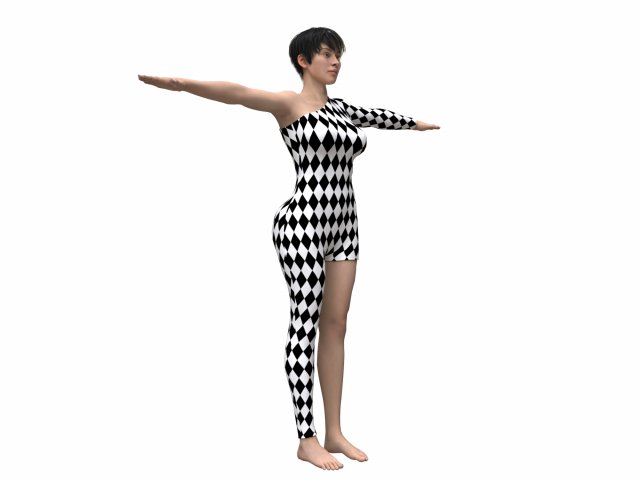 female character with harlequin clothing Modello 3D .c4d .max .obj .3ds .fbx .stl .blend 