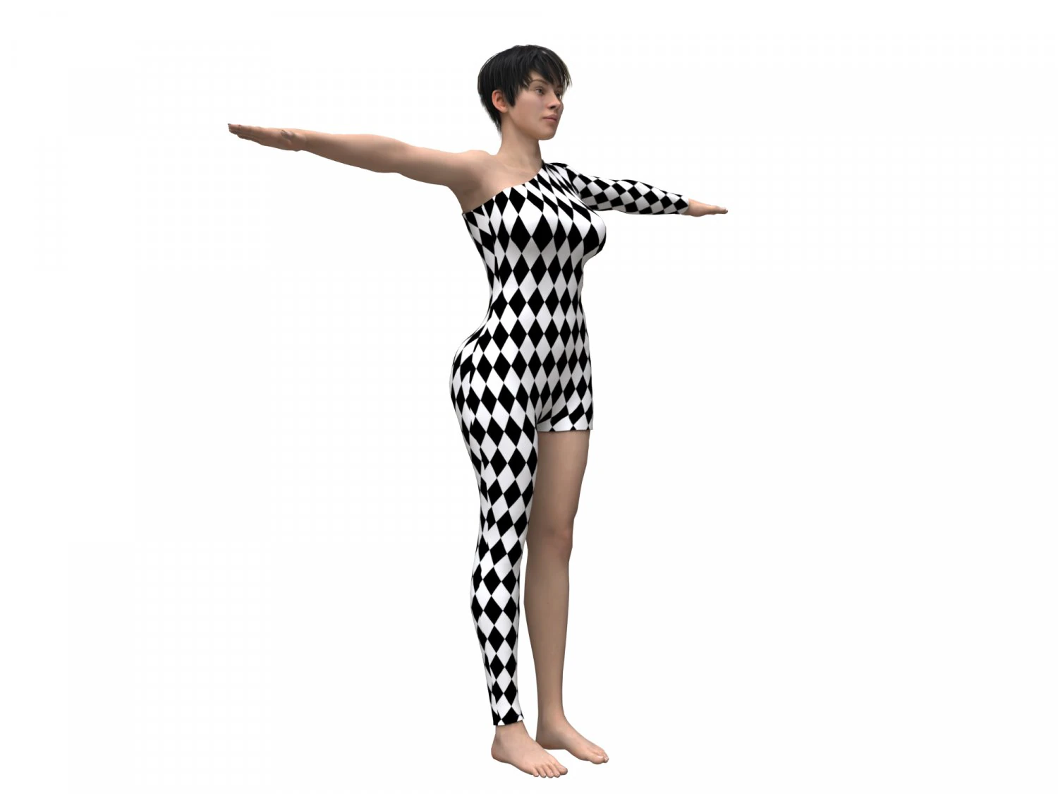 female character with harlequin clothing 3D Model .c4d .max .obj .3ds .fbx .stl .blend 