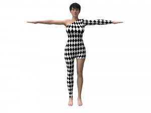 female character with harlequin clothing 3D Model