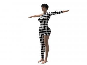 female character with harlequin clothing Modello 3D