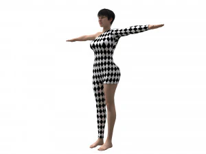 female character with harlequin clothing 3D Model