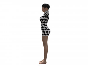 female character with harlequin clothing Modello 3D