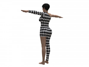 female character with harlequin clothing Modello 3D