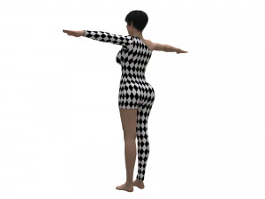 female character with harlequin clothing 3D Model