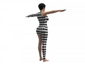 female character with harlequin clothing 3D Model