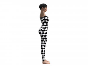 female character with harlequin clothing Modello 3D