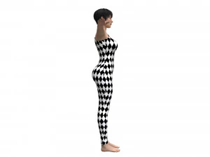 female character with harlequin clothing 3D Model