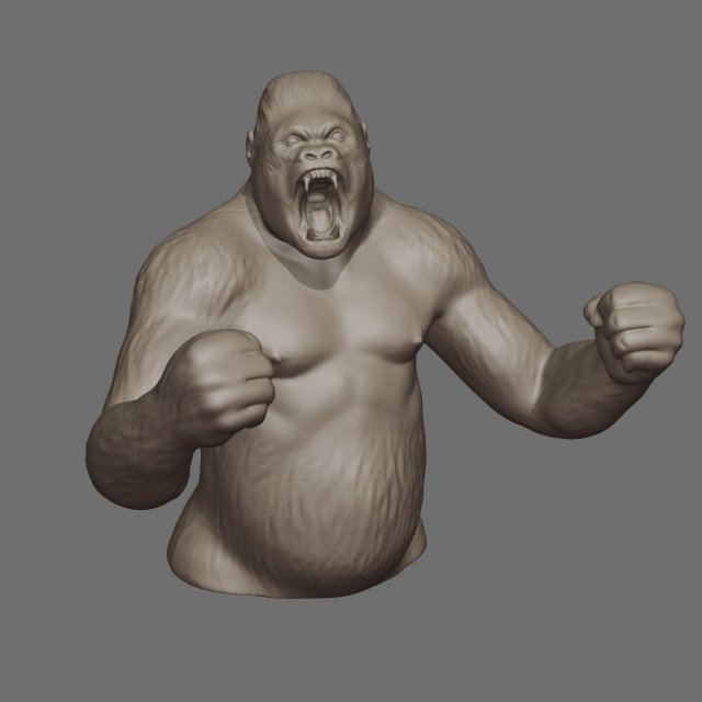 King Kong 3D Print 3D Model .c4d .max .obj .3ds .fbx .stl .blend 