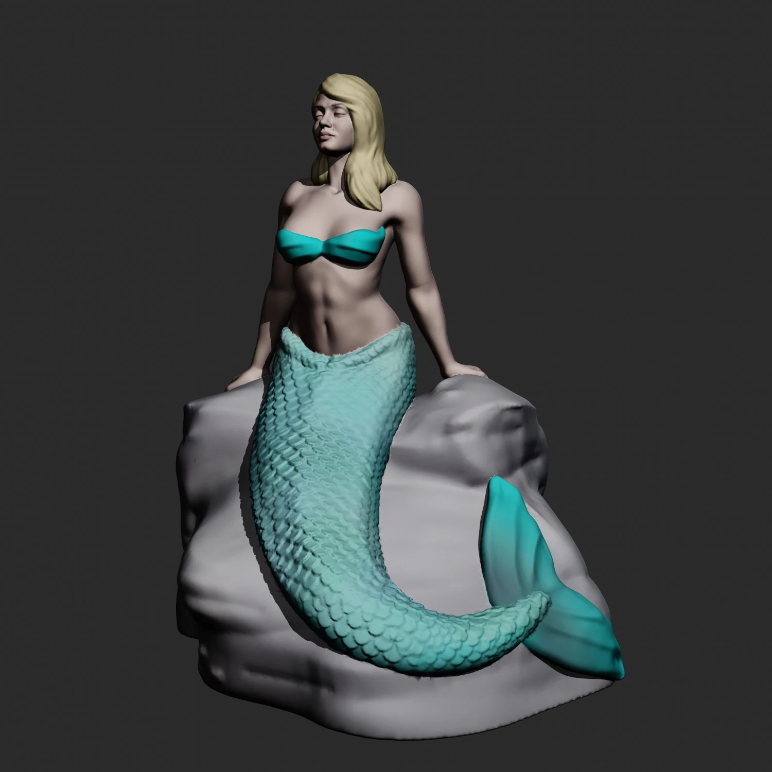 Mermaid 2 3D Print Model .c4d .max .obj .3ds .fbx .stl .blend 