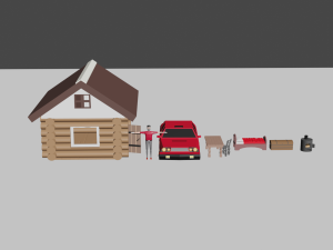 House car and character model collection 3D Модель