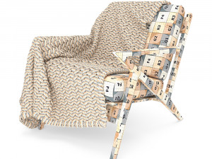 soto chair with wool blanket 3D 모델