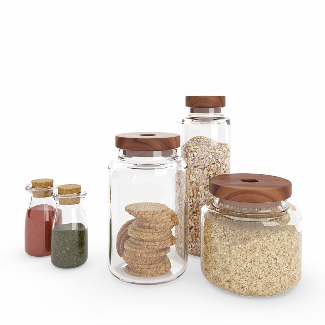 kitchen glass jars 3D 模型 .c4d .max .obj .3ds .fbx .stl .blend 