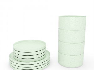 modern dining speckled set Model 3D