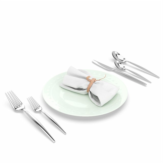 silverware and diningware set 3D Модель .c4d .max .obj .3ds .fbx .stl .blend 