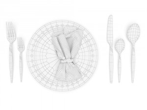 silverware and diningware set 3D Модель