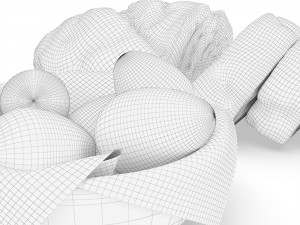 bread with bowl with eggs and towel 3D Модель