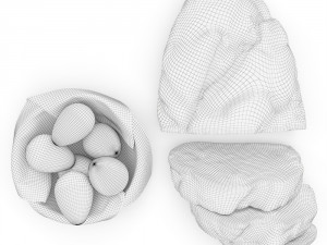 bread with bowl with eggs and towel 3D Модель